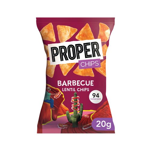 Proper Chips Lentil Chips Barbecue 20g (Pack of 24) 12296