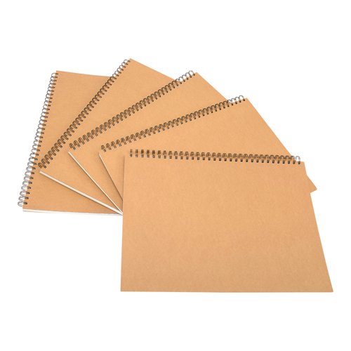 Pisces Art A3 Spiral Sketchbook Hardback 140gsm Kraft (Pack of 5) PC00656