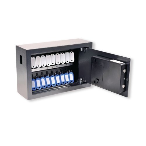 Pavo High Security Advanced Steel Key Cabinet 20 Key Capacity Dark Grey DFLHPA421