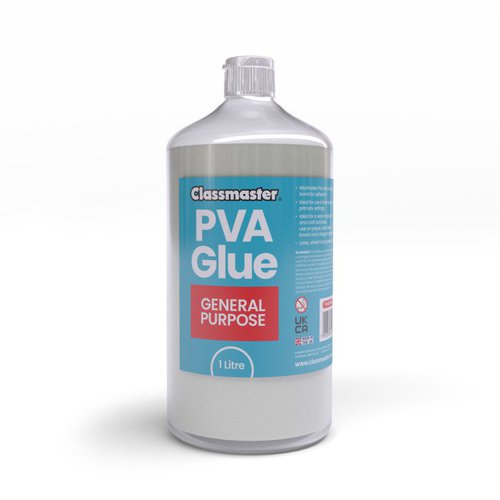 Classmaster White Washable Red Label PVA Glue 1L Bottle with Screw Cap PVA1000RD