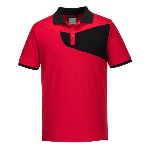 Portwest PW2 Cotton Comfort Polo Shirt S/S L Red/Blk