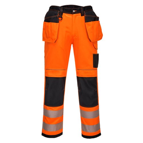 Portwest PW3 Hi Vis Stretch Holster Pocket Trousers 41 Orange/Blk