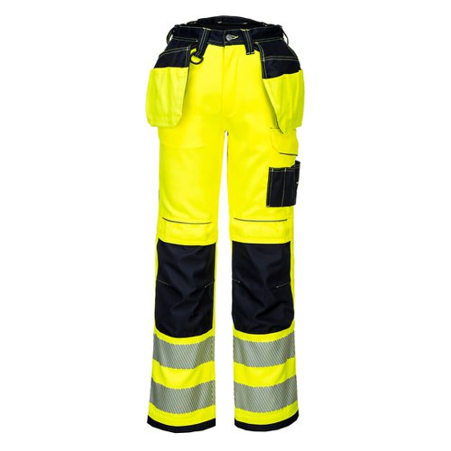 Portwest PW3 Hi Vis Stretch Holster Pocket Trousers 40 Yellow/Blk