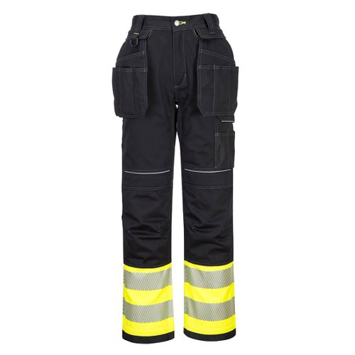 Portwest PW3 Hi Vis Class 1 Holster Pocket Trousers 32 Yellow/Blk