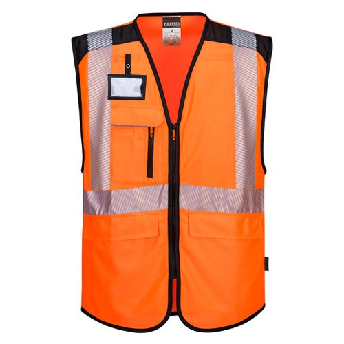 Portwest PW3 Hi Vis Executive Vest S Orange/Blk (Pack of 10)