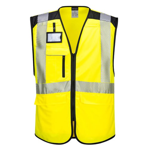 Portwest PW3 Hi Vis Executive Vest XL Yellow/Blk (Pack of 10)