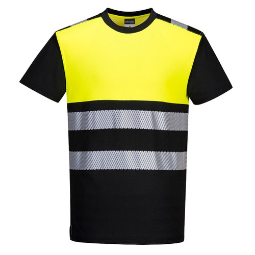 Portwest PW3 Hi Vis Cotton Comfort Class 1 T-Shirt S/S XS Blk/Yellow