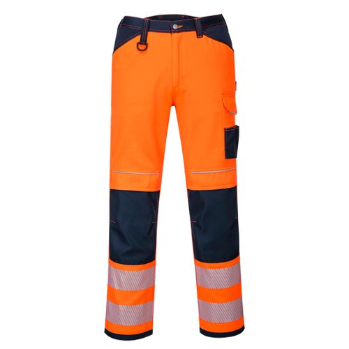 Portwest PW3 Hi Vis Work Trousers 28 Orange/Navy