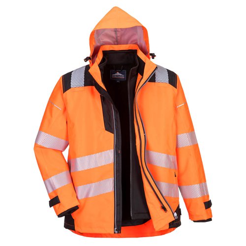 Portwest PW3 Hi Vis 3-in-1 Jacket 4XL Orange/Blk