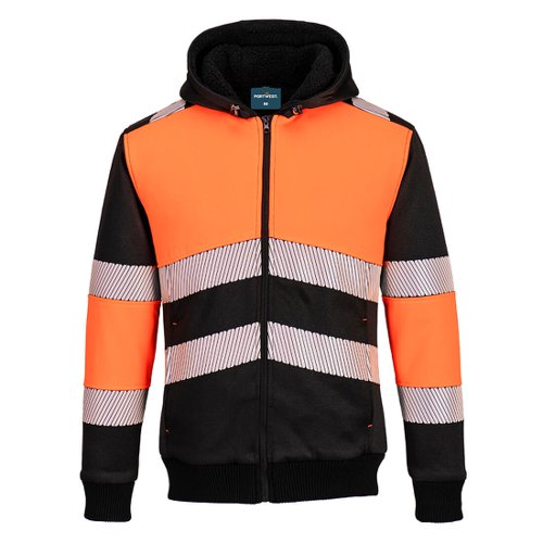 Portwest PW3 Zipped Class 1 Winter Hoodie 2XL Orange/Blk