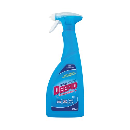 Deepio professional kitchen degreaser spray is a ready-to-use spray for easy degreasing of surfaces in professional kitchens. Safe to use on most washable surfaces such as stainless steel, enamel and ceramic. Safe for food contact surfaces. Also for effective cleaning on kitchen equipment i.e. fryers, pots and pans, ovens and cooker hoods. A great all round degreasing cleaning spray.