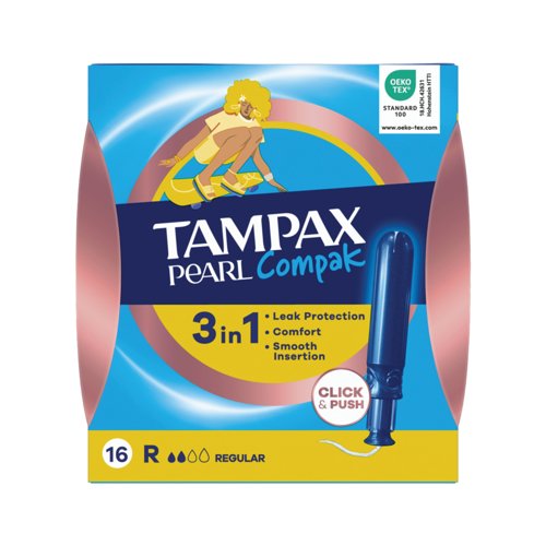 Tampax Compak Pearl Applicator Tampons Regular x16 Pack of 8 C012299
