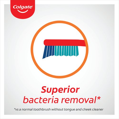 Healthy, happy smiles start with the Colgate Extra Clean Toothbrushes. These toothbrushes have been designed with a cleaning tip for a thorough clean, even of your back teeth. The manual toothbrushes also have a tongue cleaner that gently removes odour causing bacteria for extra confidence. Providing superior bacteria removal with the tongue and cheek cleaner. Supplied in a pack of 12 with each pack containing 3 toothbrushes.