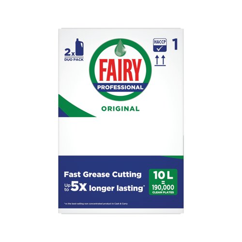 Fairy Professional Washing Up Liquid Original 5 Litres (Pack of 2) 98568