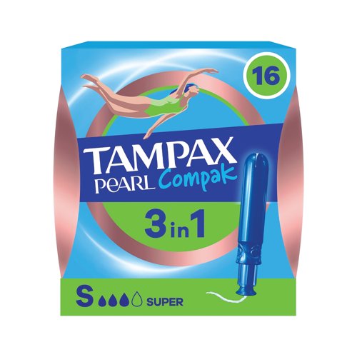 Tampax Compak Pearl Super x16 Applicator Tampons Pack of 8 C012301