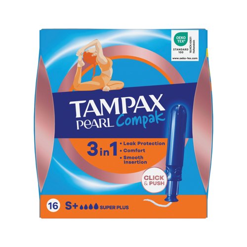 Tampax Compak Pearl Applicator Tampon Super Plus x16 Pack of 8 C012300