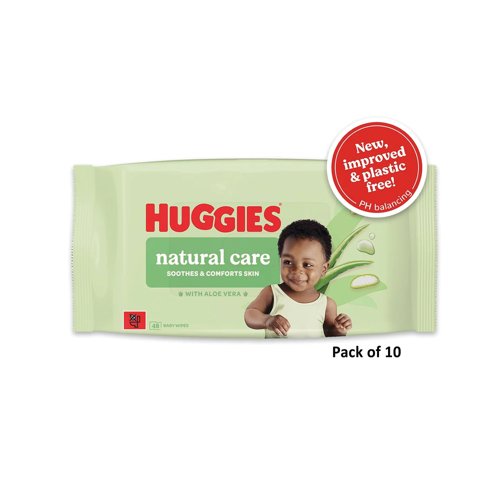 Huggies Natural Care Plastic Free Baby Wipes x48 Pack of 10 C011361