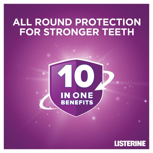 Listerine Total Care Mouthwash is formulated to offer complete oral care. It provides six essential benefits, including plaque reduction, gum protection, fresh breath, cavity prevention, teeth strengthening, and clean and healthy gums. This mouthwash contains an antiseptic formula with active ingredients that help fight germs and bacteria, ensuring a clean and healthy oral environment. The clean mint flavour leaves your mouth feeling refreshed and your breath smelling pleasant, providing a clean and invigorating sensation after each use. Listerine Total Care Mouthwash is alcohol-free, making it gentle on your mouth and suitable for daily use without causing dryness or irritation. The 250ml bottle is a practical size for daily oral hygiene routines and for on-the-go use.