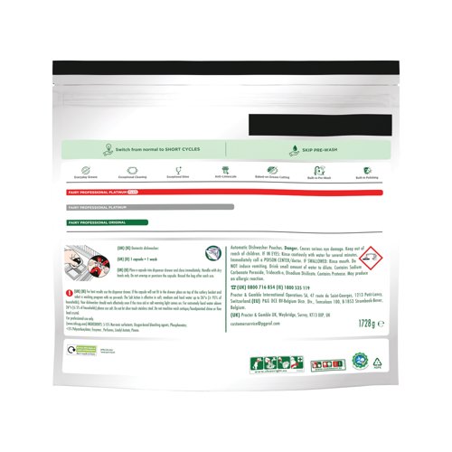 Fairy Professional Platinum Auto Lemon Dish Washing Capsules x116 (Pack of 2) C010417