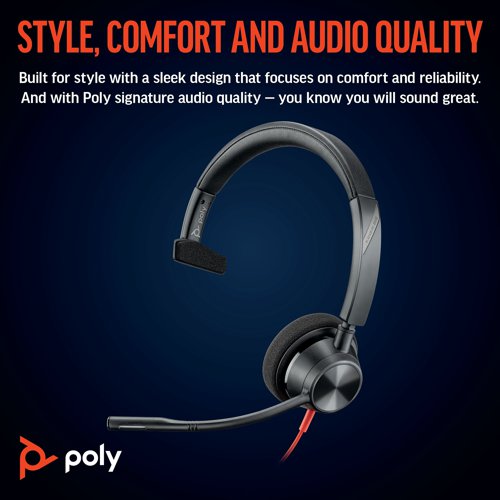 Poly Blackwire 3310 Monaural USB-C/A Headset 8X215AA