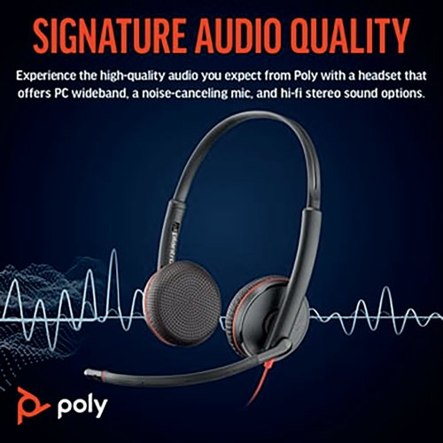 Poly Blackwire 3225 Stereo UC 3.5mm + USB-C/A Headset Bulk 8X229A6