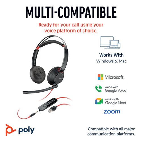 Poly Blackwire 5220 Stereo 3.5mm + USB-C/A Headset Bulk 8X231A6