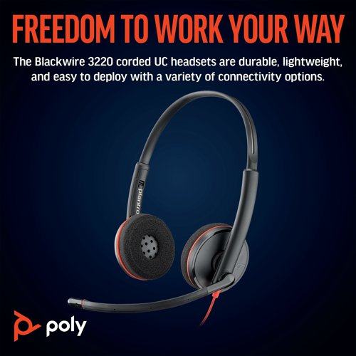 Poly Blackwire C3220 Stereo UC USB-C/A Headset Bulk 8X2J9A6