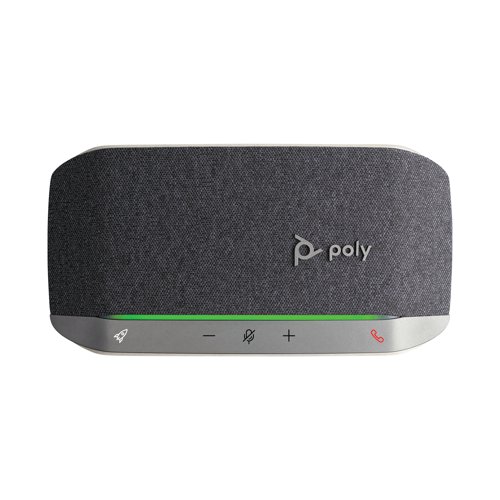 PY53625 | Sound like the professional you are with Poly Sync 20 USB/Bluetooth smart speakerphone for conference calls and music anywhere you work. Take conference room-quality audio on the go. Enjoy remarkable sound from meetings to music and reduced echo and noise so you can be heard clearly.