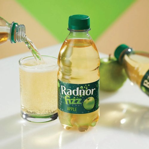RAD00333 | Radnor Fizz Apple combines sparkling spring water with real fruit juice. The Radnor Fizz range is one of the UK’s Leading School Compliant drinks brands and the bottles are 100% recyclable and made from 30% recycled plastic.