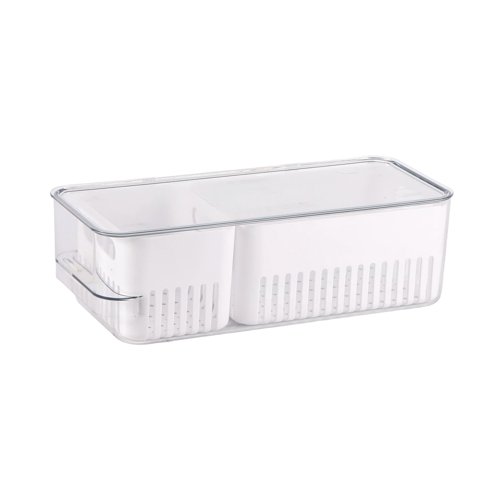 StoreStack Refrigerator Bin +Lid 2 Inserts Clear 368x114x114mm RB13609