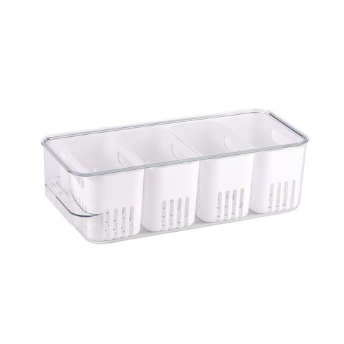 StoreStack Refrigerator Bin +Lid 4 Inserts Clear 368x114x114mm RB13610