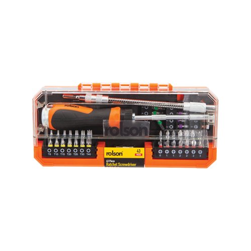 Rolson 43 Piece Ratchet Screwdriver and Bit Set Pack of 4 28427
