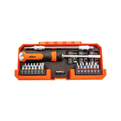 Rolson 43 Piece Ratchet Screwdriver and Bit Set Pack of 4 28427