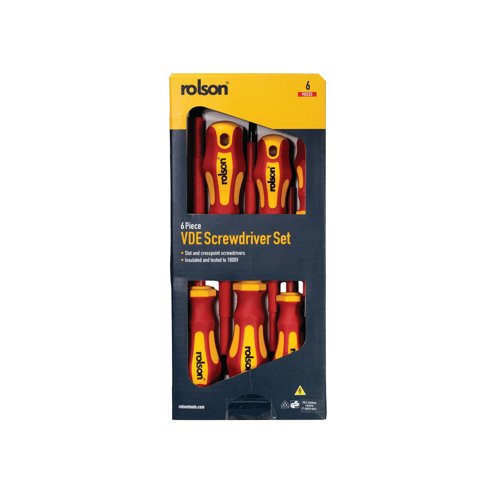 Rolson 6 Piece VDE Screwdriver Set Pack of 6 28736