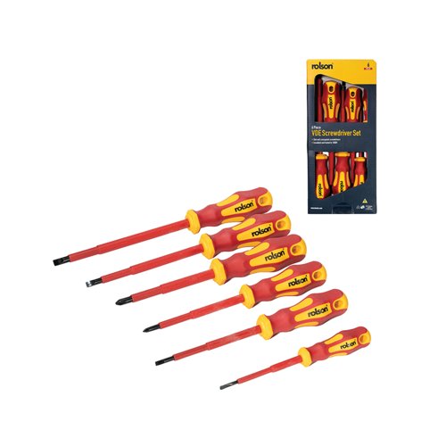 Rolson 6 Piece VDE Screwdriver Set Pack of 6 28736