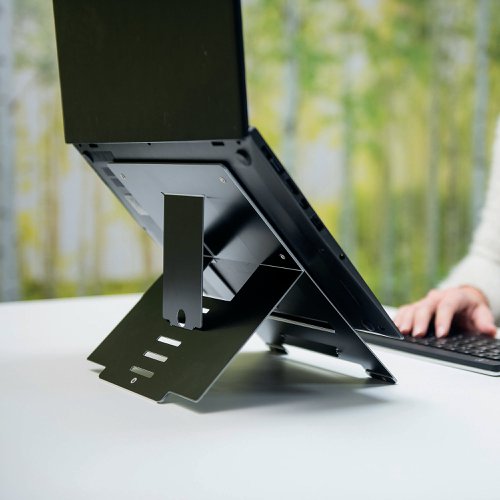 R-Go Riser Flexible Laptop Stand Height Adjustable Black RGORISTBL | R-Go Tools B.V