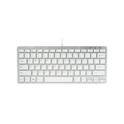 R-GO Compact Ergonomic Wired Keyboard UK QWERTY White RGOECUKW