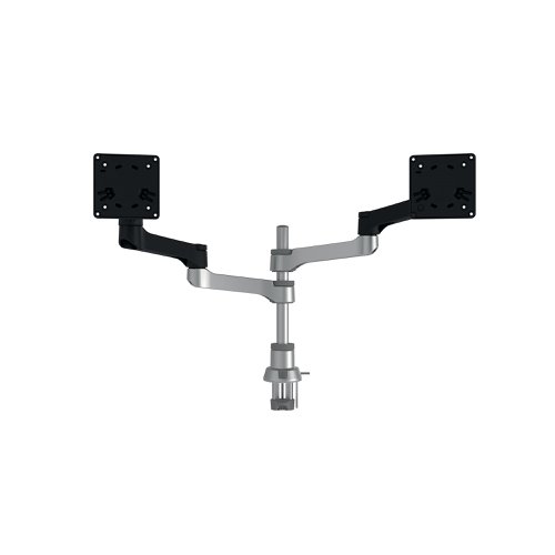 R-Go Zepher 4 C2 Dual Monitor Arm Desk Mount Adjustable Circular Black/Silver RGOVLZE4TWSI