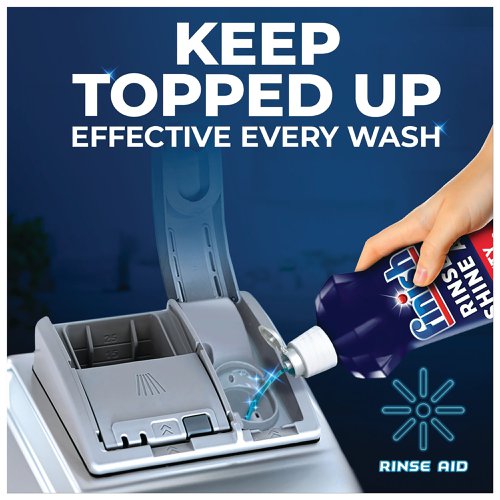 Add Finish Rinse Aid Shine and Protect to your dishwasher for shiny, dry dishes. Offering five times the power action, along with a glass protection ingredient, this rinse aid removes cloudiness, stains and spots, leaving a brilliant shine. Supplied in a 400ml bottle.