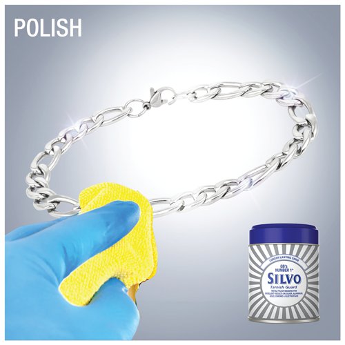 RK04867 | Using Silvo metal polish wadding provides a longer lasting shine for precious Metals - can be used on silver, gold, aluminium, chrome and electroplate. A traditional product which is easy to use and leaves you with excellent results. Directions: Shake well apply with a soft cloth. Polish off with a dry soft cloth before polish has completely dried.