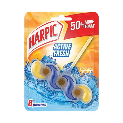 Harpic Active Fresh Toilet Rim Block 6 Powers Sparkling Citrus 35g 3119589