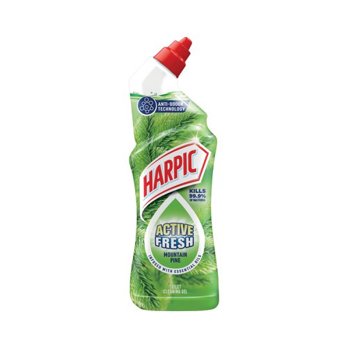 Harpic Active fresh mountain pine toilet cleaner combines a wonderful fresh fragrance with a thick formula to make the ultimate freshener for your loo! It reaches under the rim to kill 99.9% of bacteria, removes limescale and leaves your loo smelling fresh for hours!