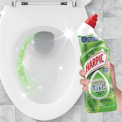 Harpic Active fresh mountain pine toilet cleaner combines a wonderful fresh fragrance with a thick formula to make the ultimate freshener for your loo! It reaches under the rim to kill 99.9% of bacteria, removes limescale and leaves your loo smelling fresh for hours!