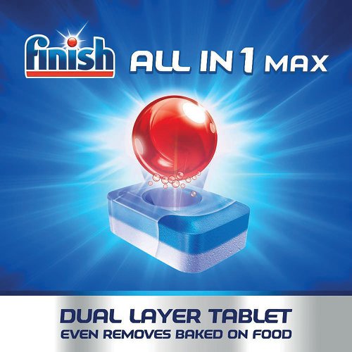 Finish All in One Powerball dishwasher tablets keep dishes sparking clean, giving them a powerful clean and shine every time. Providing outstanding results, they tackle grease, baked on food from plates and dishes and offer limescale protection. No need to unwrap them, simply open the main pack and they are ready for use. With ten times the power action, including glass protection, they deliver dry, shiny dishes free from spots caused by hard water. 68 tablets per box. Supplied as a pack of 4.