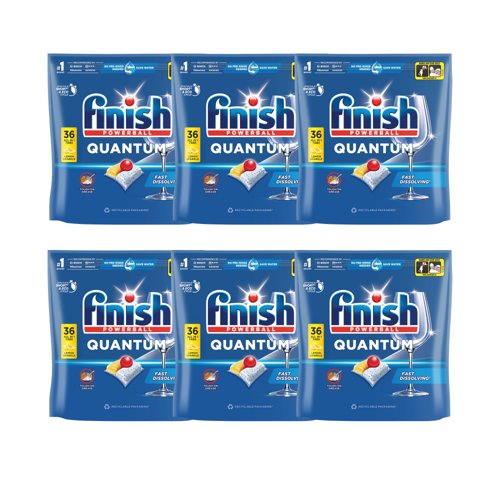Finish Quantum Lemon Dishwasher Tabs 6x36 Tabs (Pack of 216) 3312419CASE