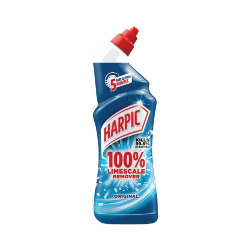 Harpic 100% Limescale Remover has been specifically designed to dissolve 100% of limescale and kill 99.9% of bacteria in your toilet bowl. The unique formula gives you better bowl coverage so you can ensure your toilet is left thoroughly clean and disinfected. Ready to use liquid.