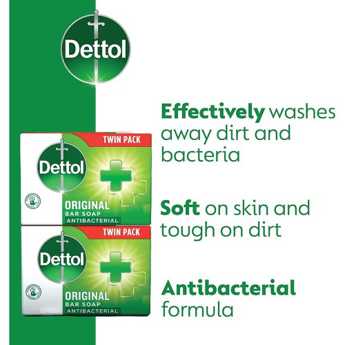 Dettol Original Antibacterial Bar Soap Twin Pack 2x100g (Pack of 6) 3180668