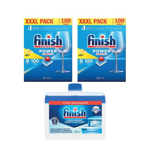 Finish Power Essential Dishwasher Tabs Lemon x100 buy 2 get 1 Finish Dishwasher Deep Cleaner Free