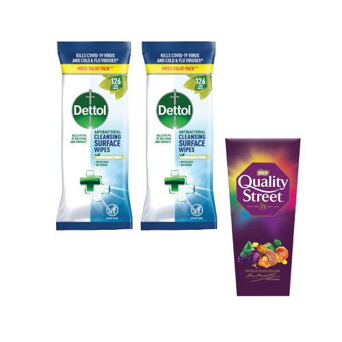 Dettol Wipes (x126) buy 2 Packs get a Box Nestle Quality Street 220g Free