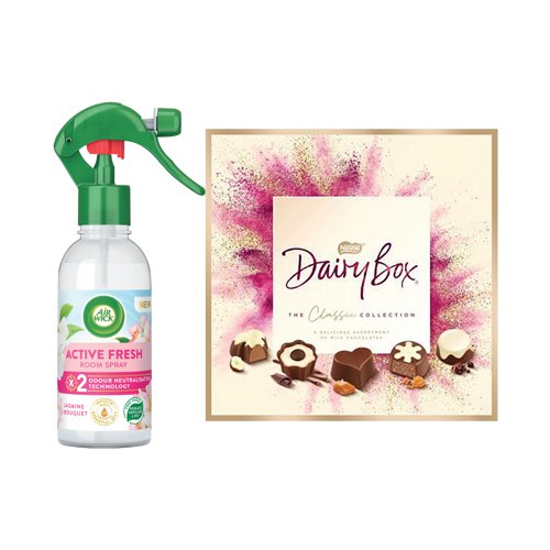 Buy 2 Air Wick Active Fresh Room Spray Jasmine Bouquet 237ml + FOC Dairy Box Chocolates